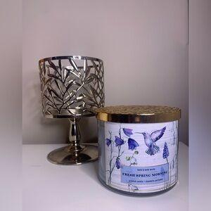 Bath & Body Works Fresh Spring Morning Candle with Silver Holder